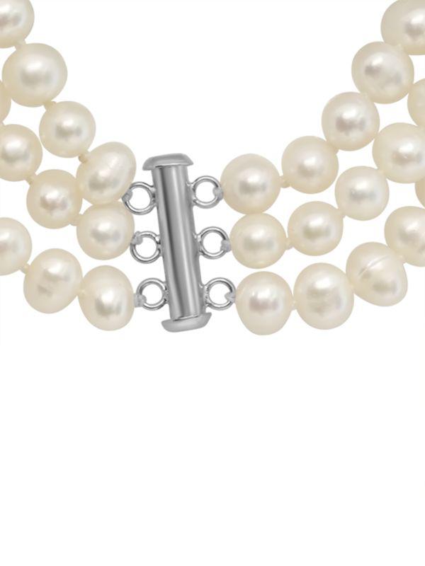 Saks Fifth Avenue Sterling Silver & White Freshwater Potato Pearl Layered Necklace