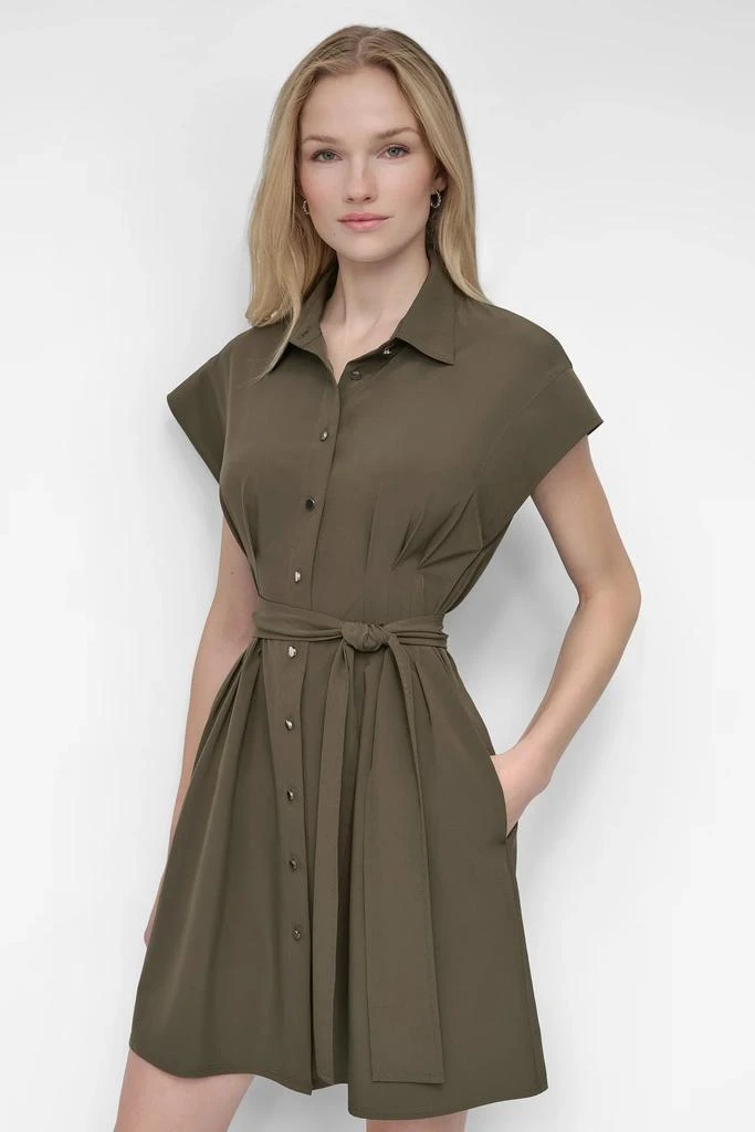 DKNY BELTED FIT & FLARE SHIRT DRESS 4