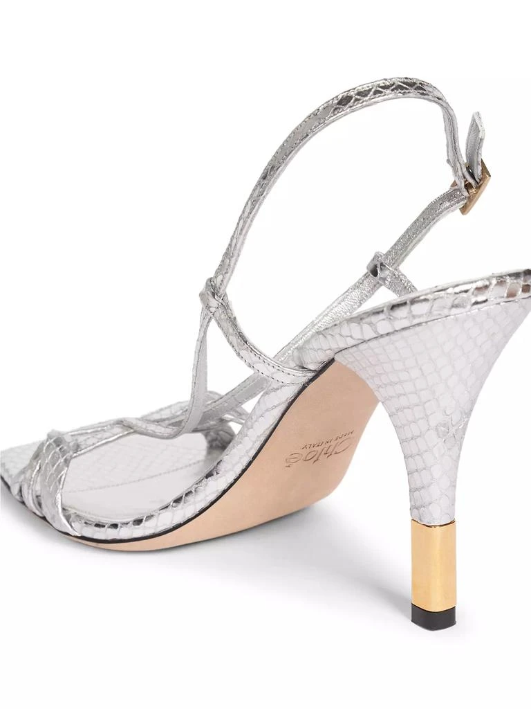 Chloé Nour Crocodile-Embossed Metallic Leather Sandals 8