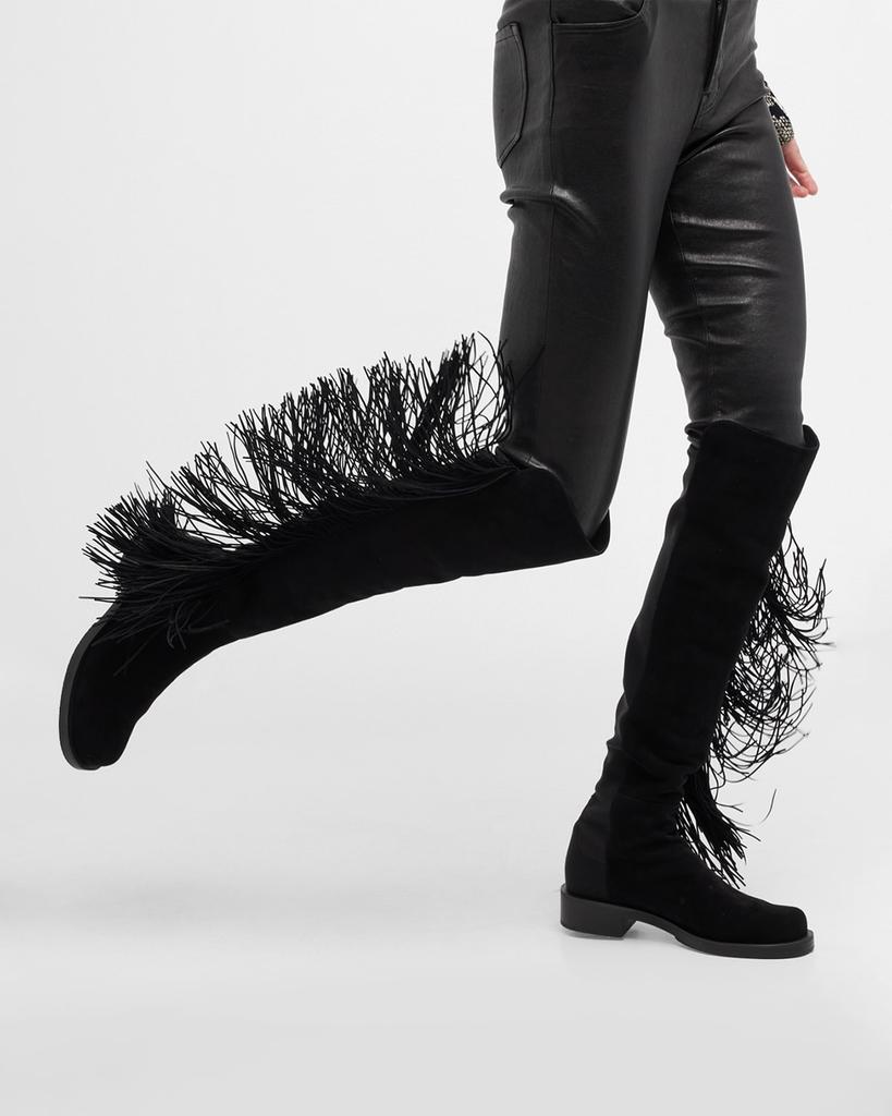 Stuart Weitzman 5050 Suede Fringe Over-The-Knee Boots