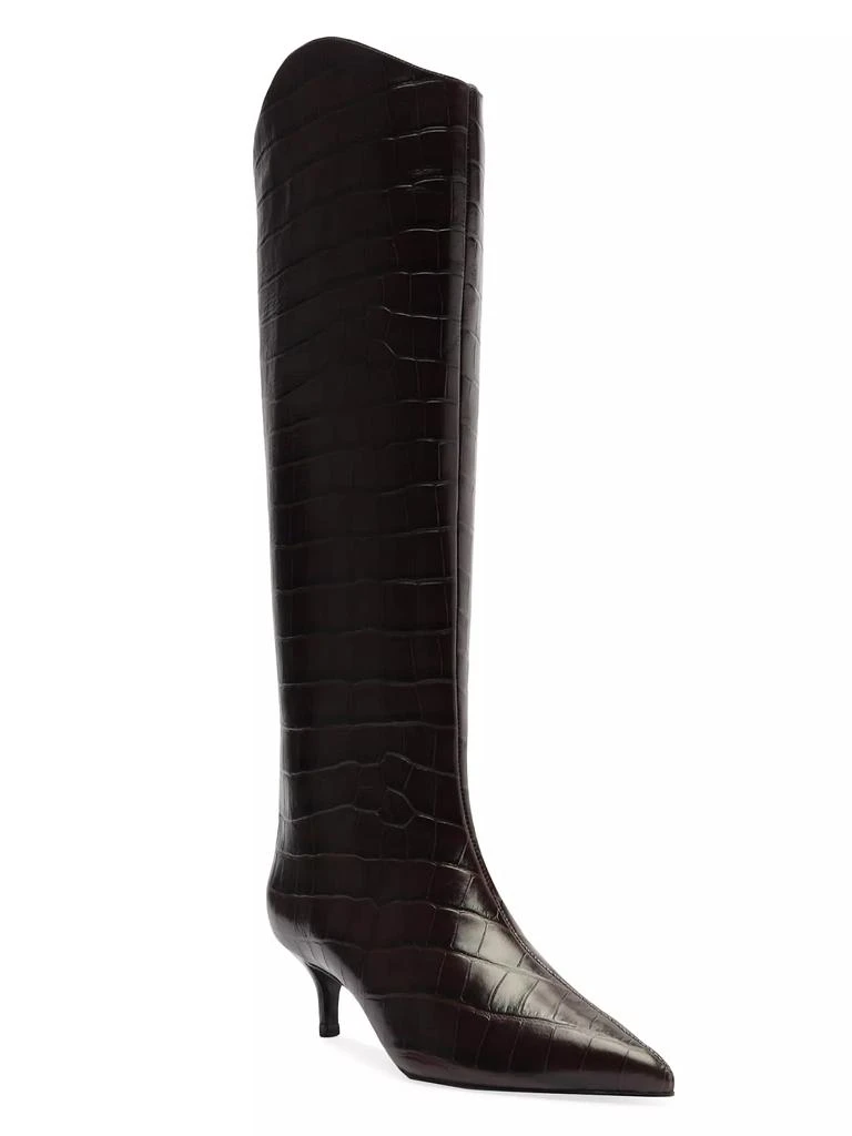Schutz Maryana 50MM Crocodile-Embossed Leather Wide-Calf Boots 2