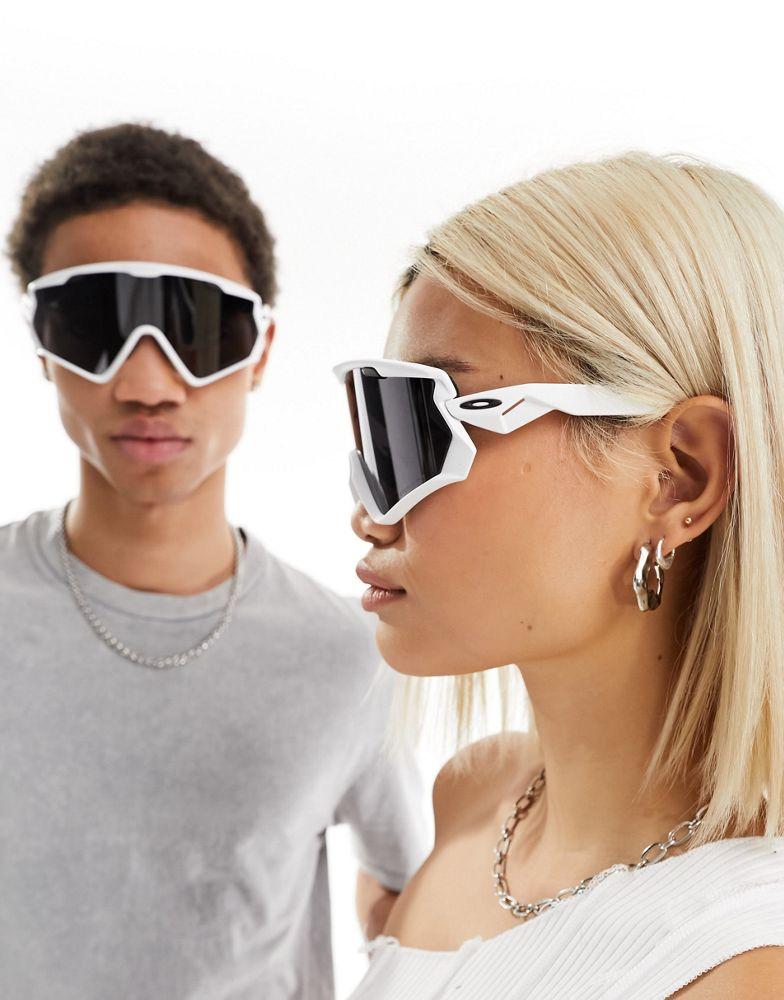 新品未使用品　オークリー　OAKLEY WIND JACKET 2.0 白 Oakley Oakley wind jacket 2.0 shield sunglasses in white - Compare