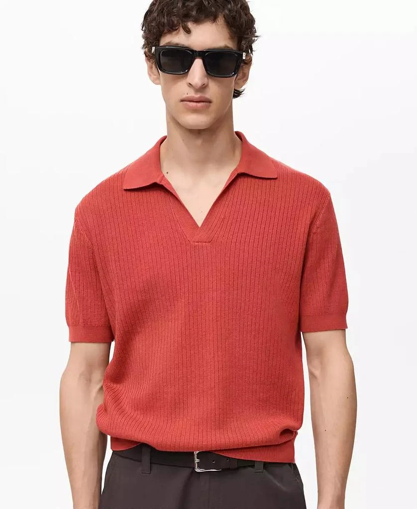 Mango Men's Cotton Striped Structure Polo Shirt 1