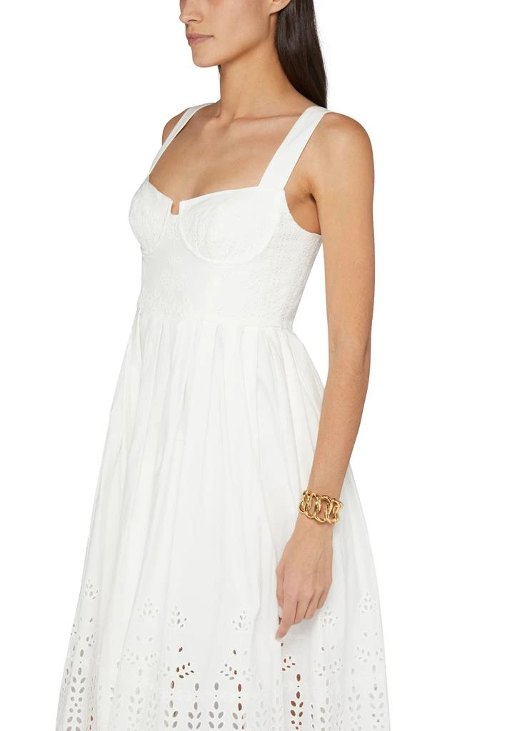 knee length dresses for ladies White Cotton Gathered Midi Dress  self-portrait-US