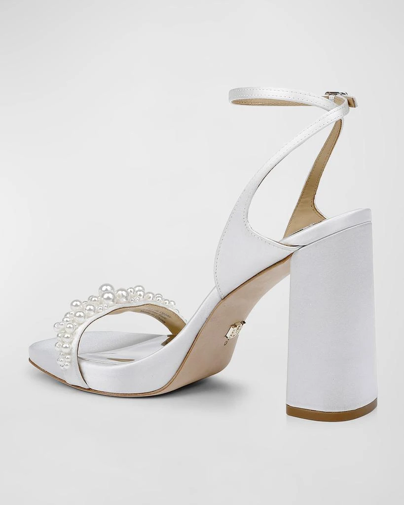 Badgley Mischka Calida Pearly Ankle-Strap Silk Sandals 3