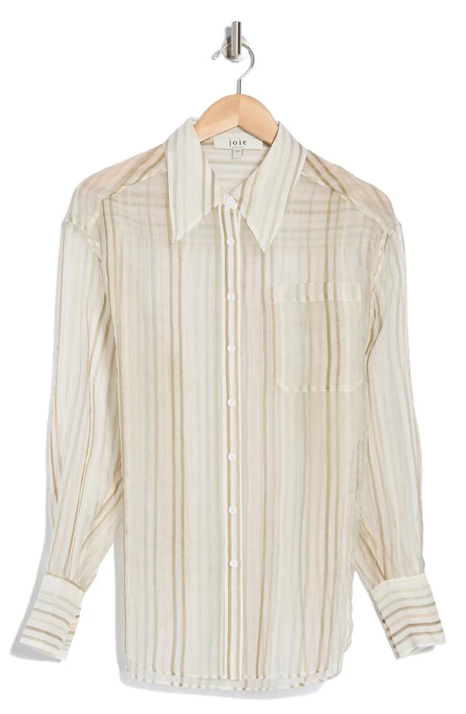 Joie Keeley Stripe Silk & Cotton Button-Up Shirt 3