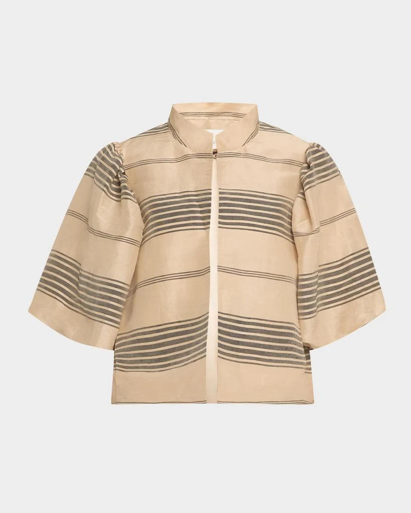 Dea Kudibal Oliviadea Cropped Linen Silk Puff-Sleeve Jacket 1
