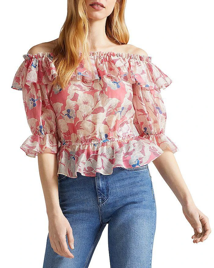 Ted Baker London Harina Printed Off-the-Shoulder Top 1