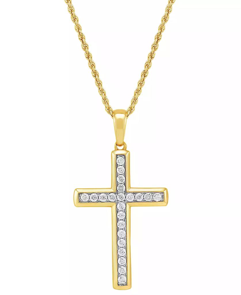 Grown With Love Men's Lab Grown Diamond Cross 22" Pendant Necklace (1 ct. t.w.) in 10k Gold & White Gold