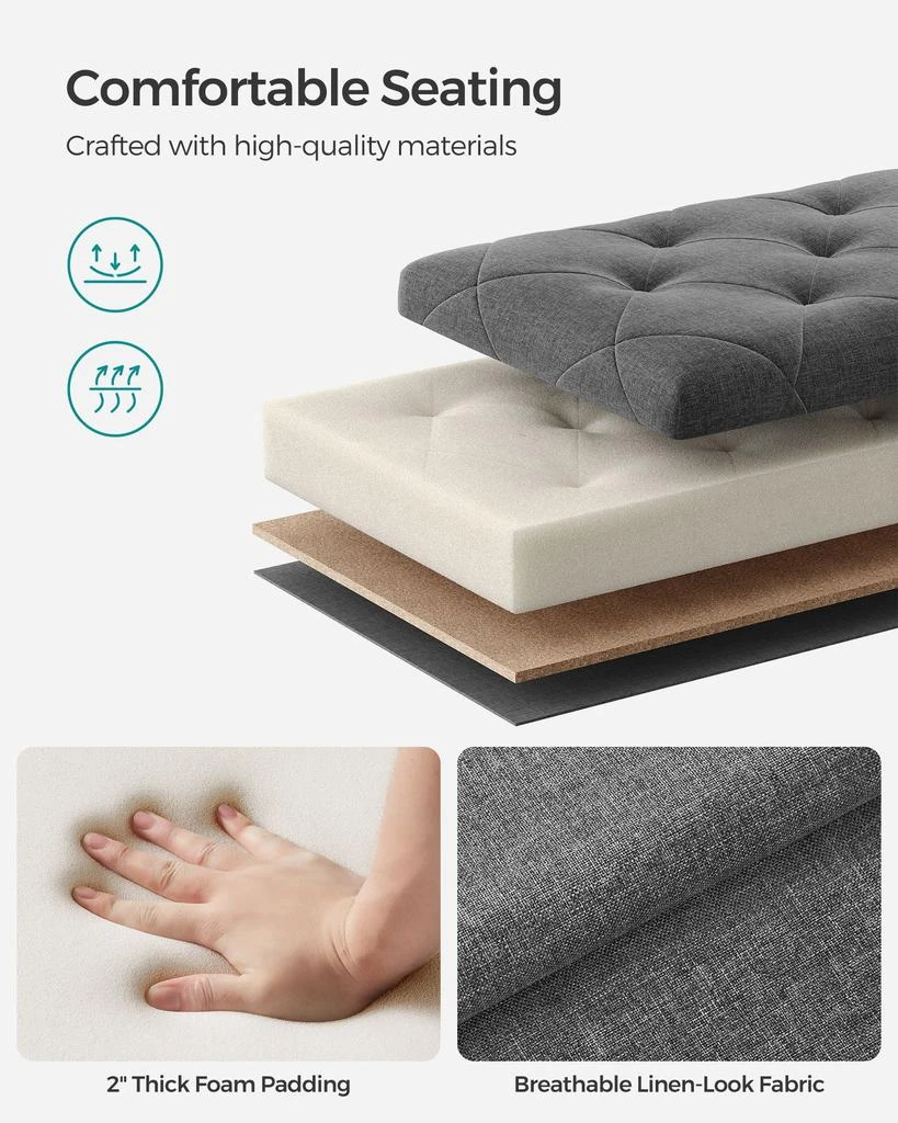 BreeBe Storage Ottoman Bench Dark Gray 3