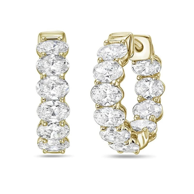 Diana M Jewels 14kt yellow gold lab grown oval cut huggie earrings weighing 2.22 cts tw,
0.50 inches