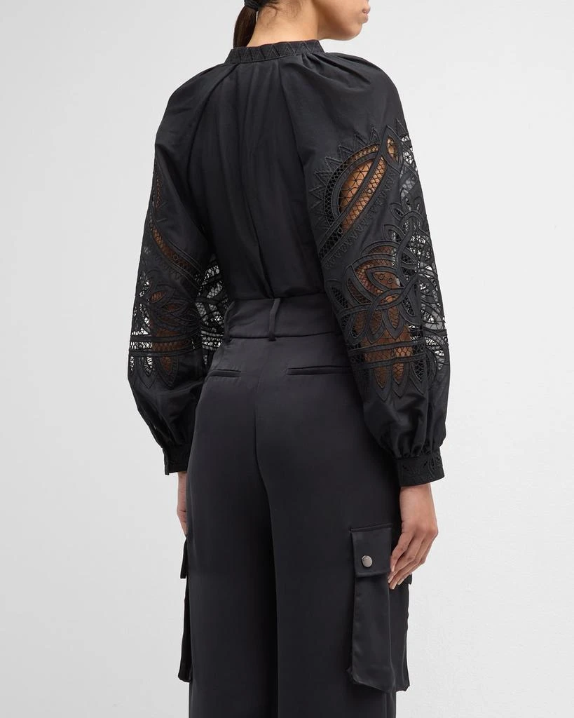 Kobi Halperin Brynlee Embroidered Cutout Button-Down Blouse 6