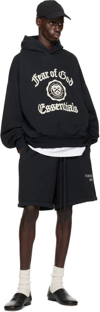 Essentials Black Heavy Fleece Vintage Shrunken Hoodie 5