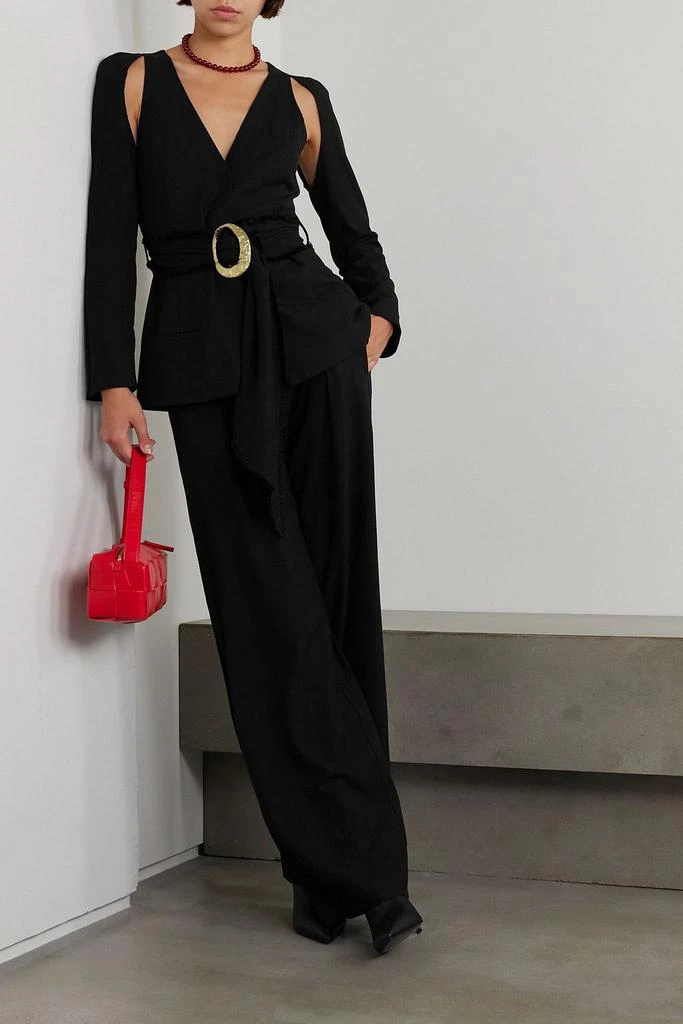 Cult Gaia Noey belted cutout woven blazer 2