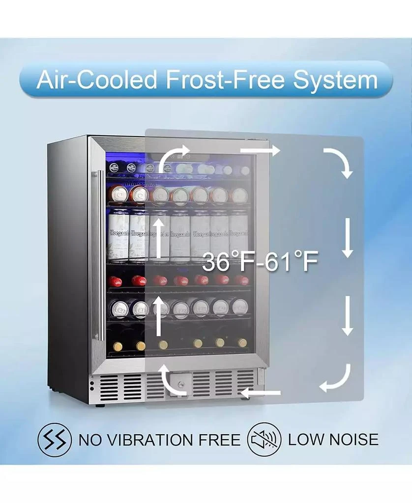 Cowsar 24" Wine Refrigerator, 5.1 Cu.Ft Beverage Cooler, Under Counter Stainless Steel Beverage Cooler with Glass Door 7