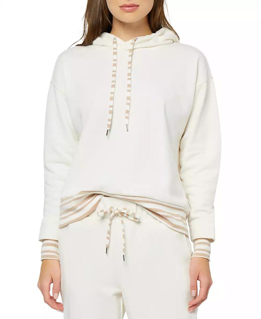 Three Dots Women's Striped Trim Pullover Hoodie