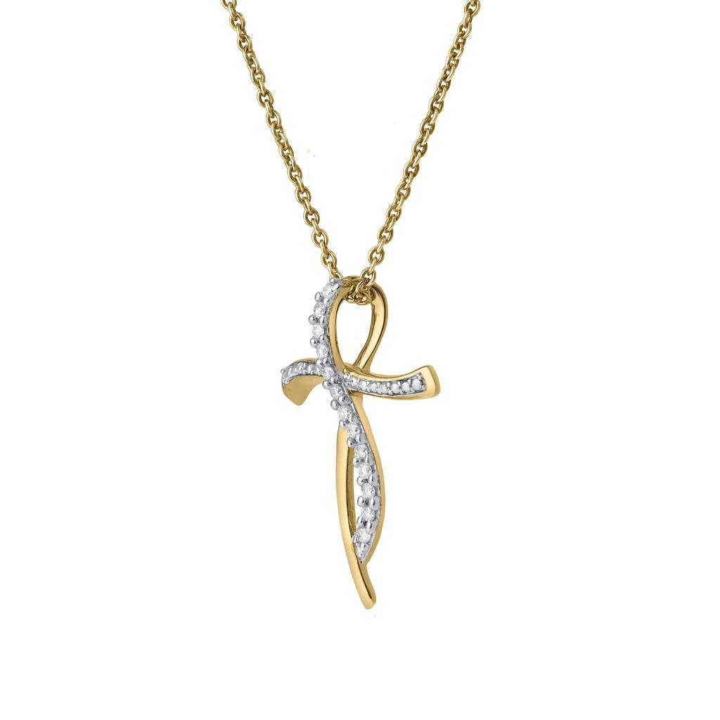 LuvMyJewelry Elarith Curve 0.15 Cts Natural Diamond 14K Gold Pendant 2