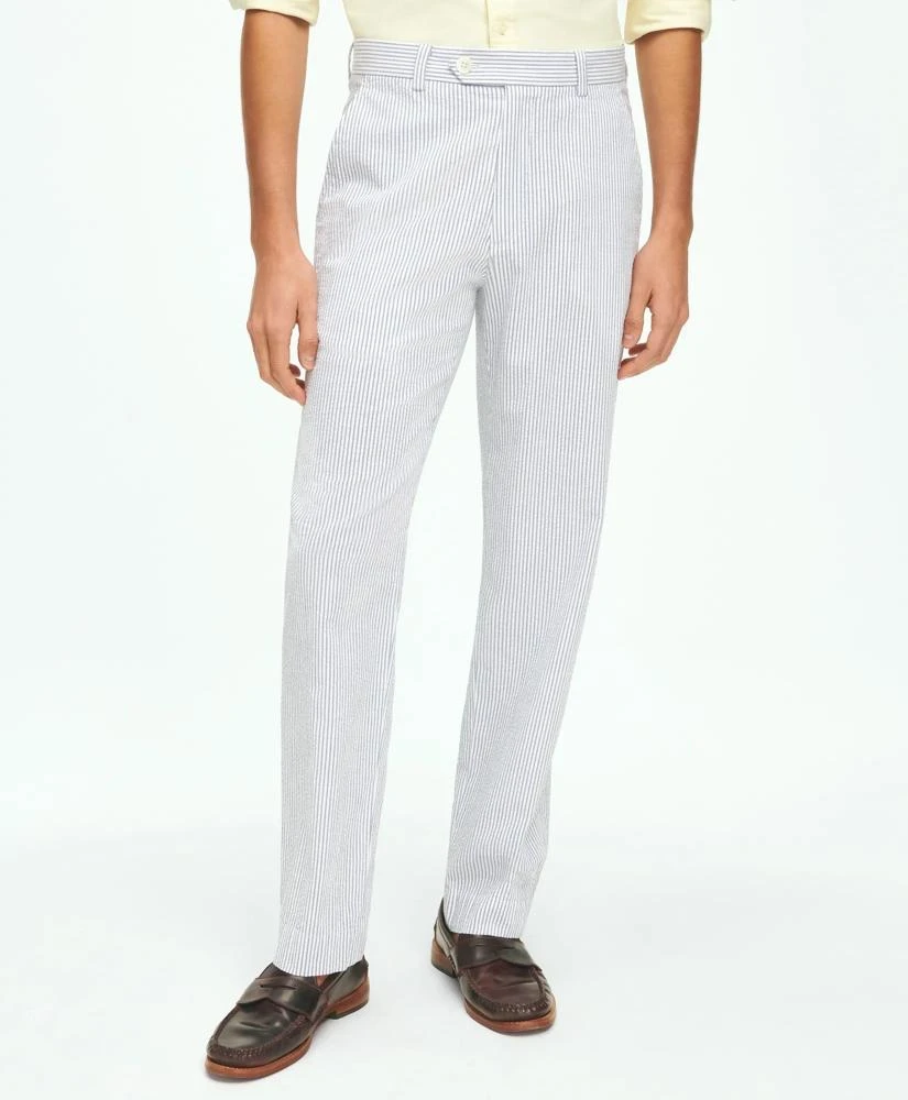 Brooks Brothers Regular Fit Cotton Seersucker Pants In Classic Stripe 1
