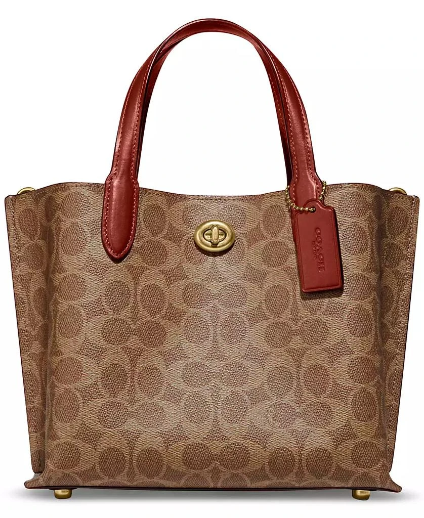 COACH Signature Coated Canvas Willow Tote 24 with Convertible Straps 1