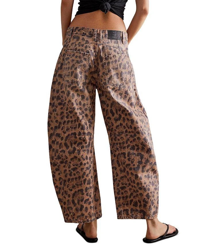 Free People We The Free Good Luck Leopard Barrel Leg Jeans in Brown Sugar 3