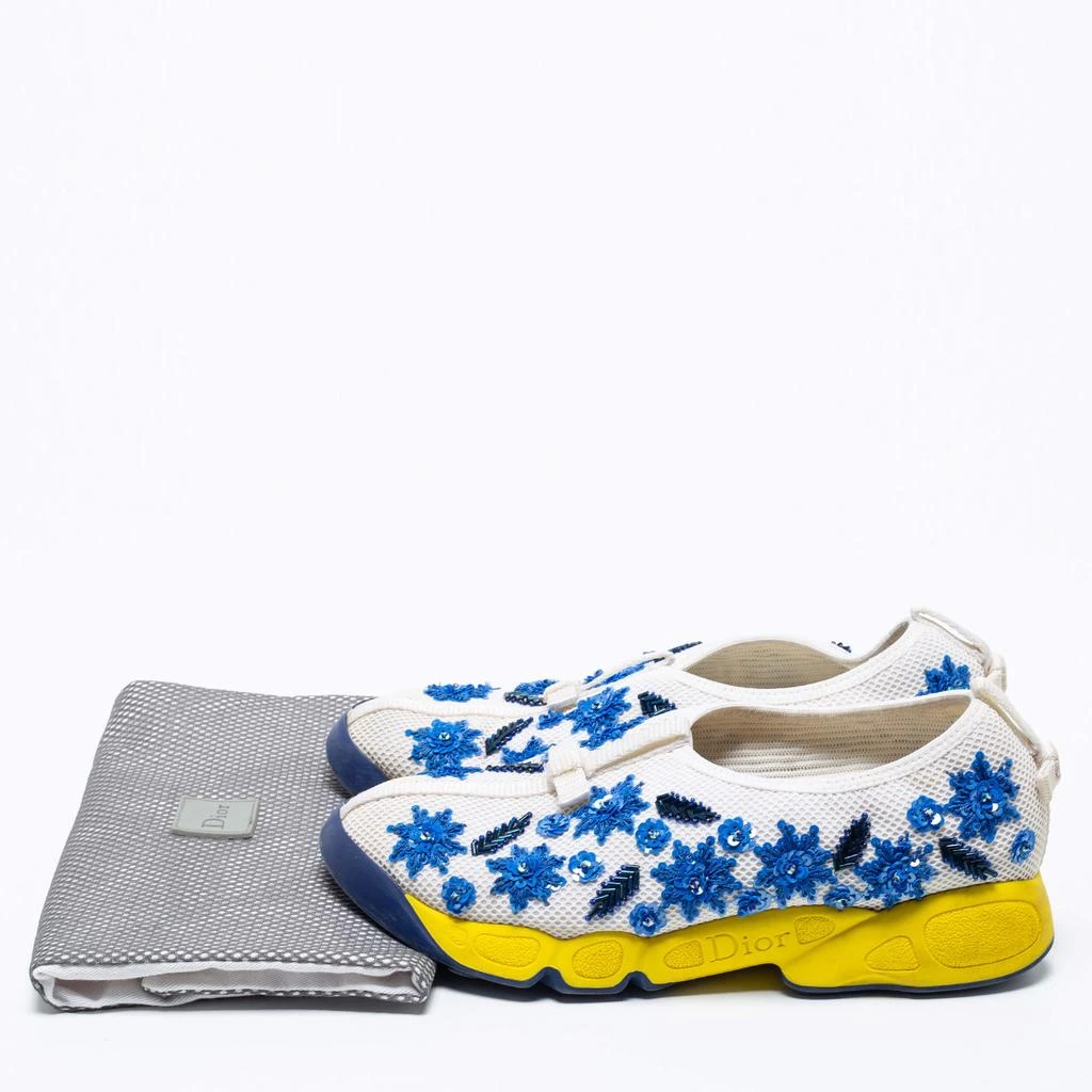 Dior Dior White/Blue  Mesh Embellished Fusion Sneakers Size 36 9