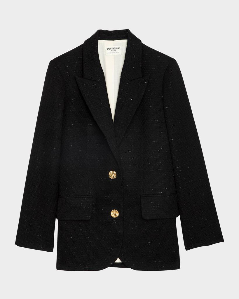 Shop Vicka Single-Breasted Tweed Blazer on Sale at BeyondStyle