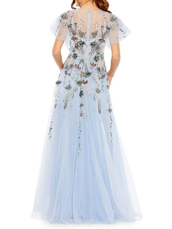 Mac Duggal Flutter Sleeve Beaded Ball Gown 2