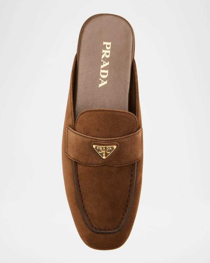 Prada Logo Suede Loafer Mules 7