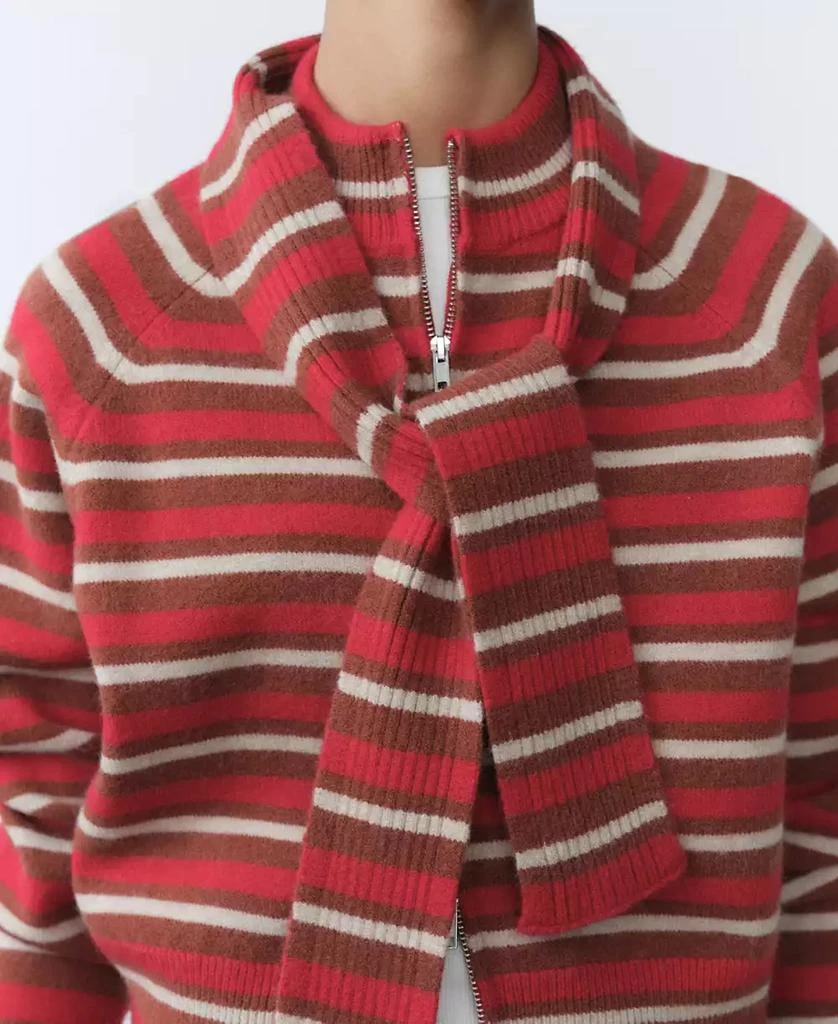 Mango Women's Striped Zip-Up Cardigan 2