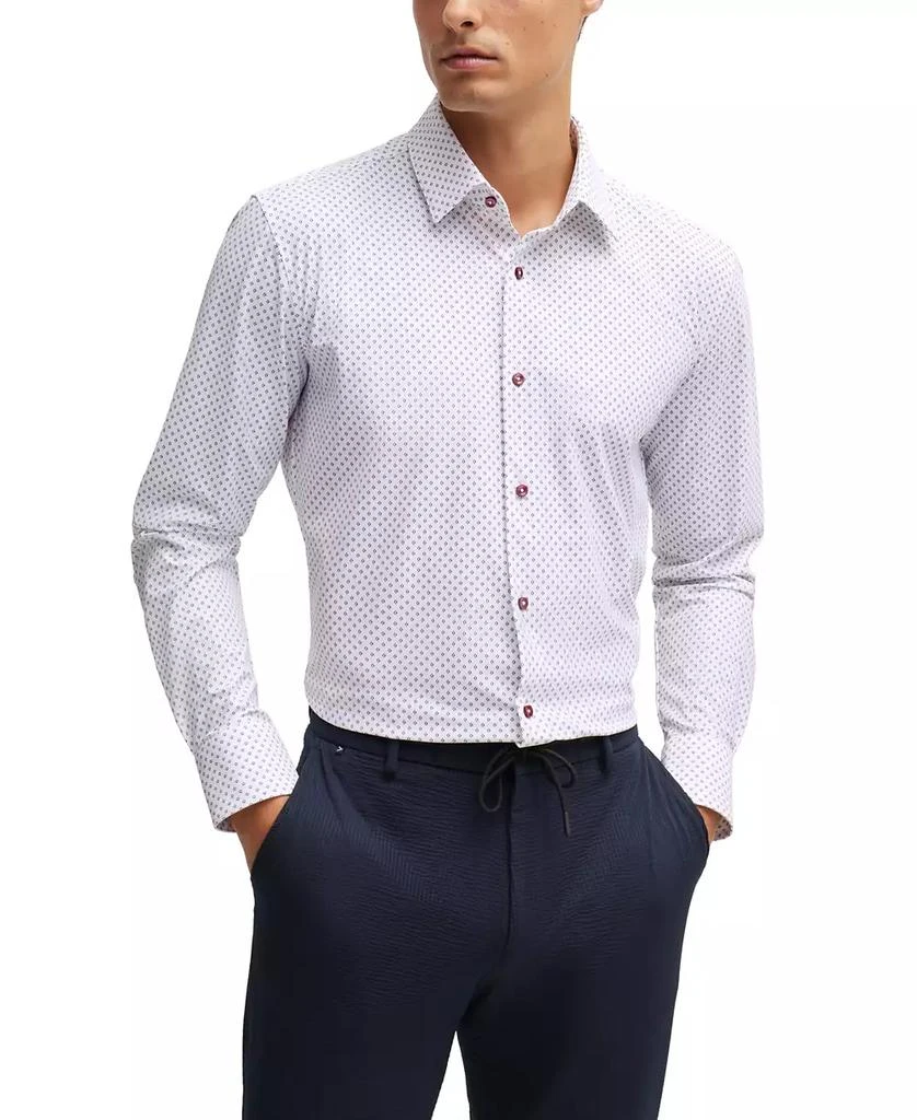 green emerald velvet dress Eterna Men's Slim Fit Peformance Button-Up Shirt - White main image 1