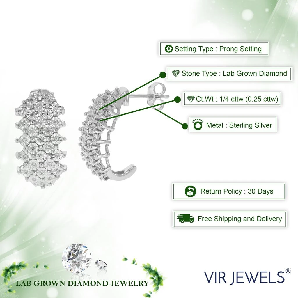 Vir Jewels 1/4 cttw Round Lab Grown Diamond Dangle Earrings .925 Sterling Silver Prong Set 3/4 Inch 3