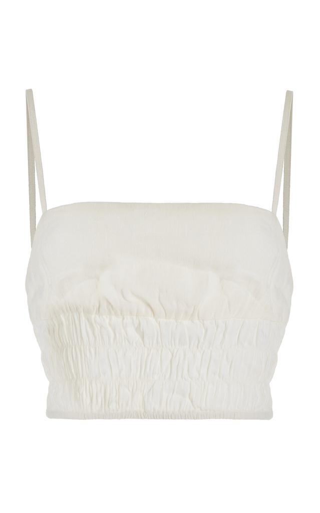 Onia Onia - Air Smocked Linen-Blend Tank Top - White - XS - Moda Operandi