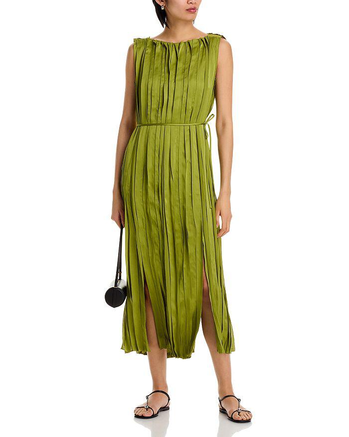 Lafayette 148 New York Sleeveless Satin Panel Midi Dress