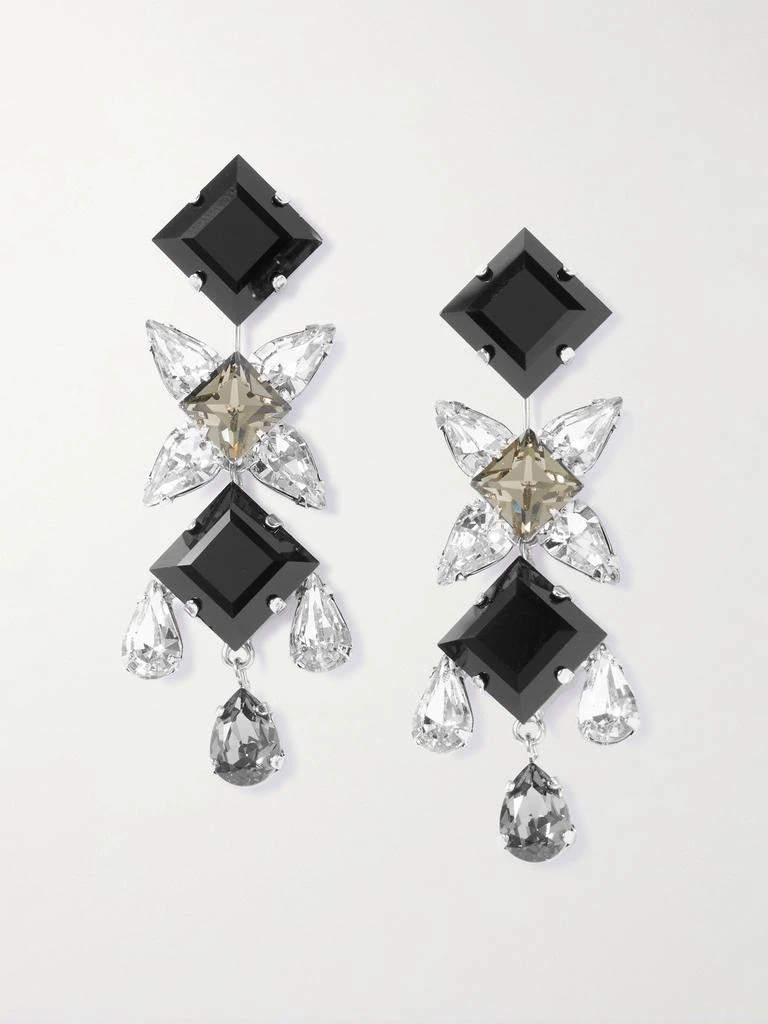 Jennifer Behr Raina Rhodium-plated Onyx And Crystal Earrings