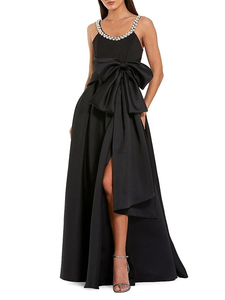 Mac Duggal Ieena 1 Bow-Detailed Satin A-Line Gown
