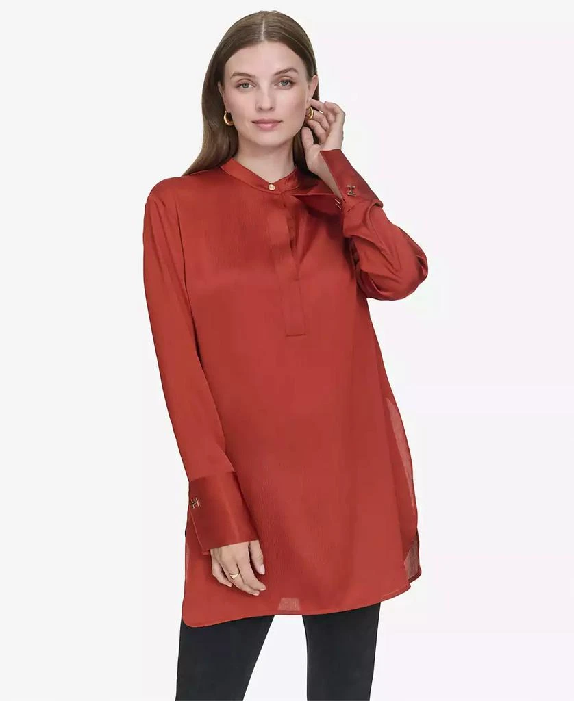 HALSTON Women's Band-Collar Blouse 1