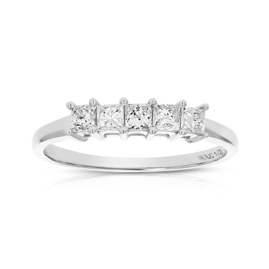 Vir Jewels 1/2 cttw 5-Stone Princess Cut Diamond Ring Engagement Bridal 14K White or Yellow Gold