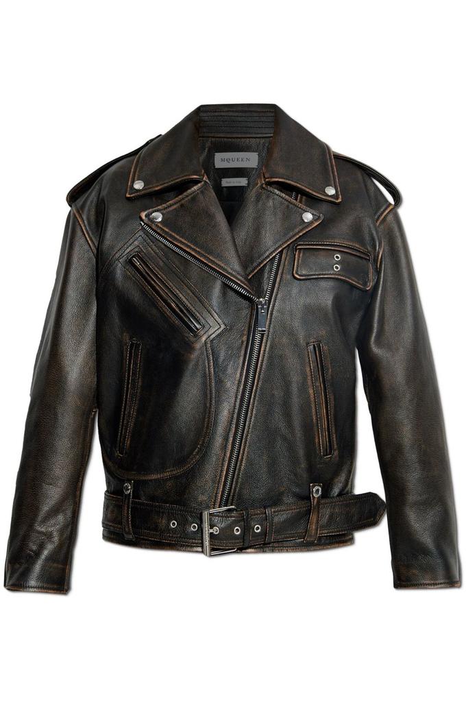 レザージャケット・コート Alexander Mcqueen Leather Oversize Aviator Jacket Alexander McQueen Leather Biker Jacket | Blue | FARFETCH JO