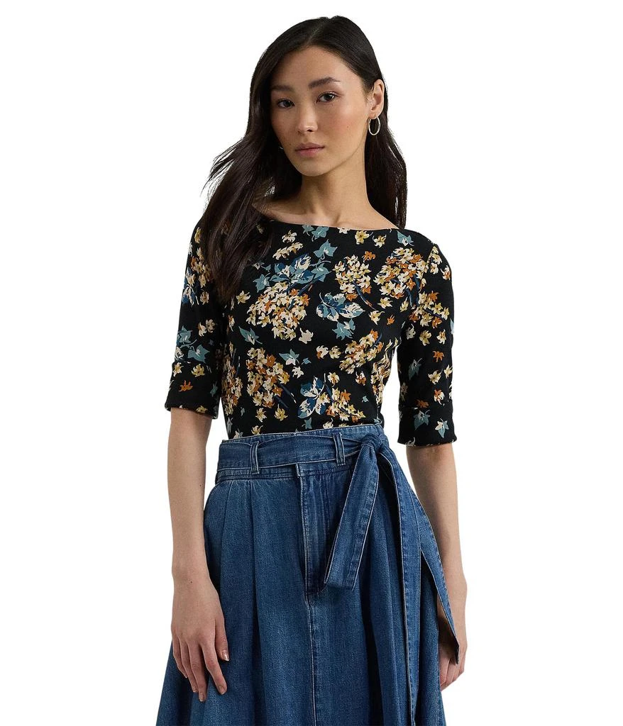 Ralph Lauren Floral Stretch Cotton Boatneck Tee 1