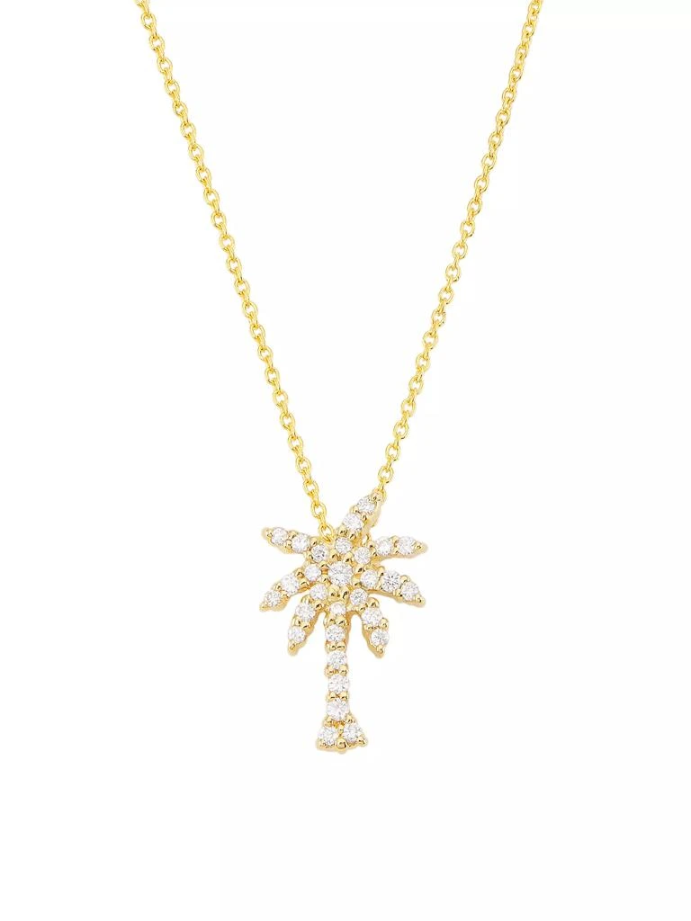 Roberto Coin Tiny Treasures 18K Yellow Gold & Diamond Small Palm-Tree Pendant Necklace 1