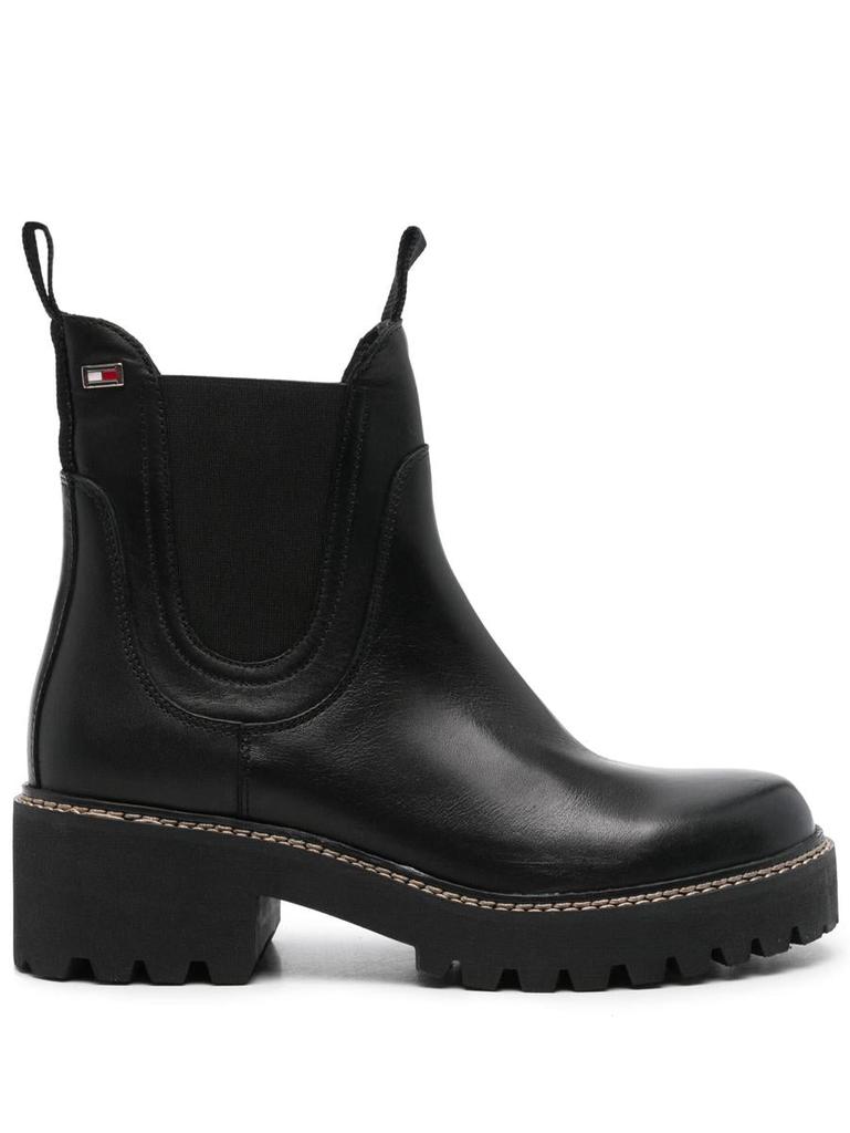 Tommy Hilfiger Tommy Hilfiger Flag Leather Mid Heel Chelsea Shoes