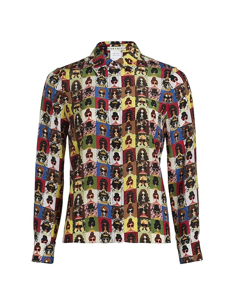 Alice + Olivia Willa Staceface Silk Shirt