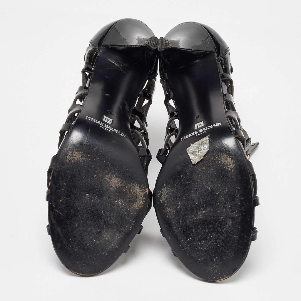 PIERRE BALMAIN Pierre Balmain Black Patent Leather Studded Cage Sandals Size 41 6