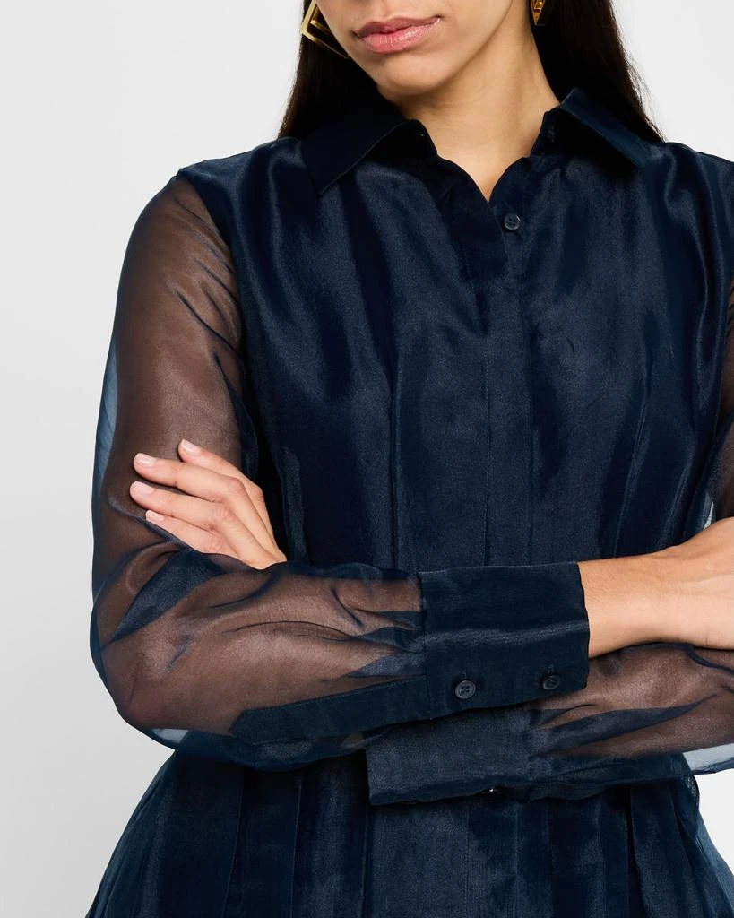 SIMKHAI Montgomery Pleated Organza Maxi Shirtdress 6