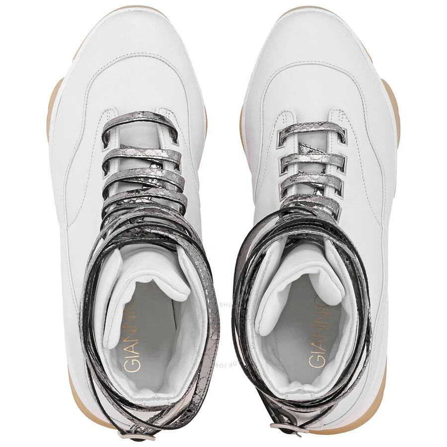 GIANNICO Kylie White Calf Python Detail Sneakers 3