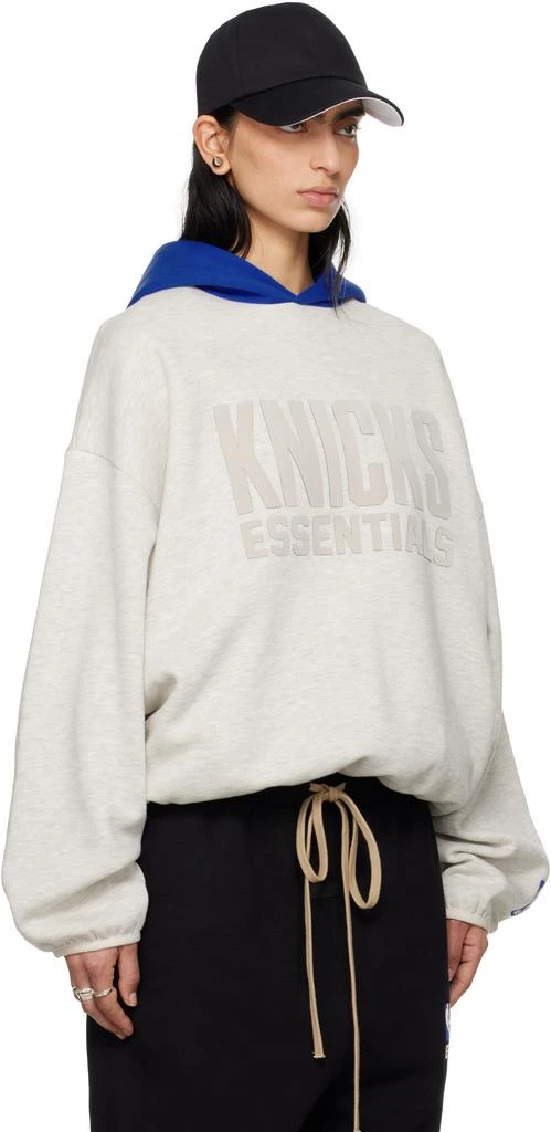 Essentials Gray & Blue NBA Knicks Pull Over Hoodie 2