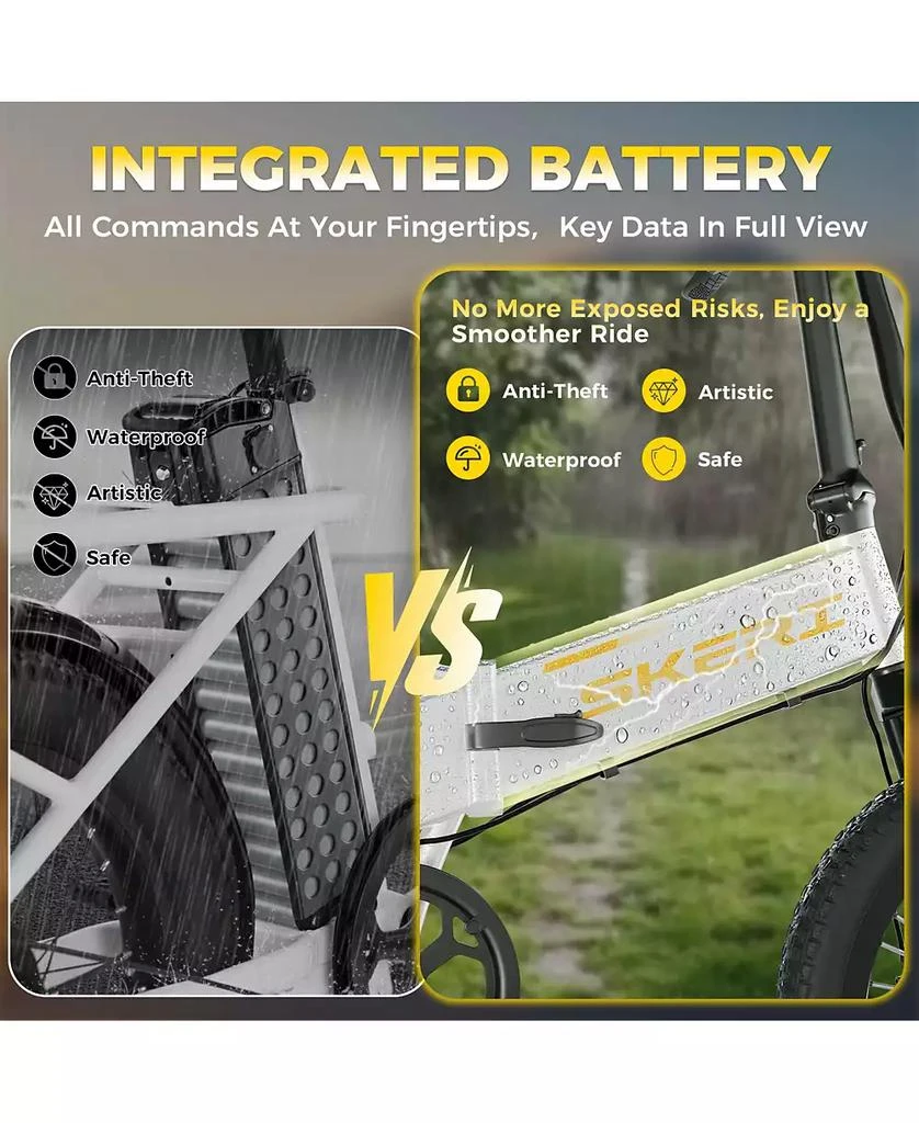 Mikolo Folding Electric Bike for Adults, 55 Miles & 25MPH, 500W Peak Motor, 48V 10Ah Removable Battery, Fat Tire EBike with Smart LCD Display 5