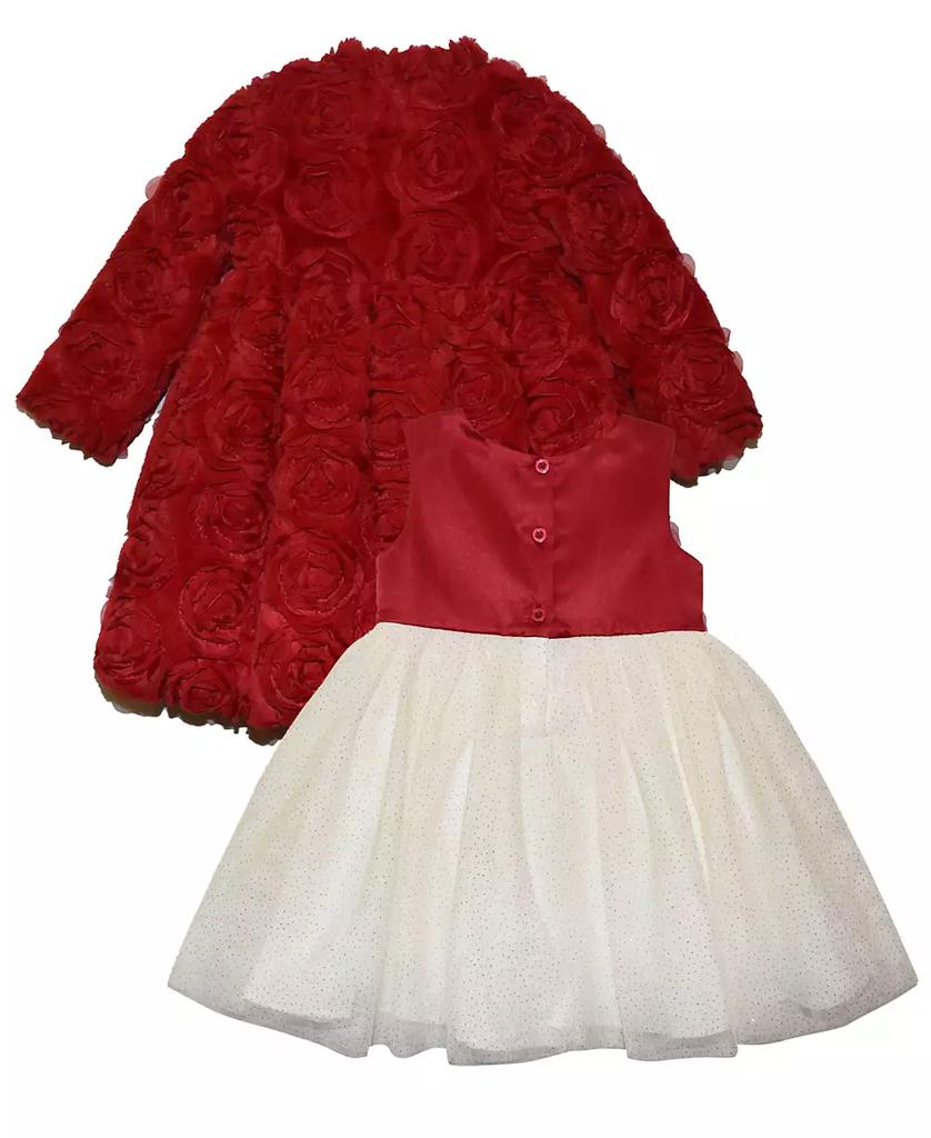 Blueberi Boulevard Baby Girls Holiday Red Textured Coat Dress, 2-Piece Set