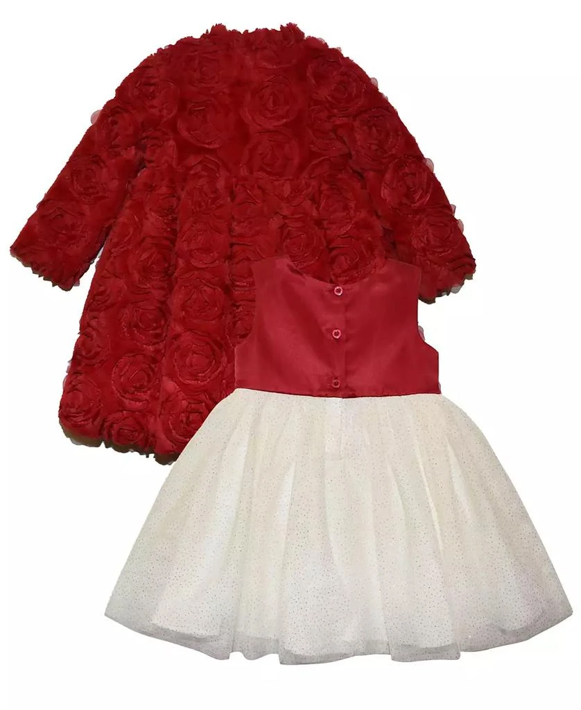 Blueberi Boulevard Baby Girls Holiday Red Textured Coat Dress, 2-Piece Set 2