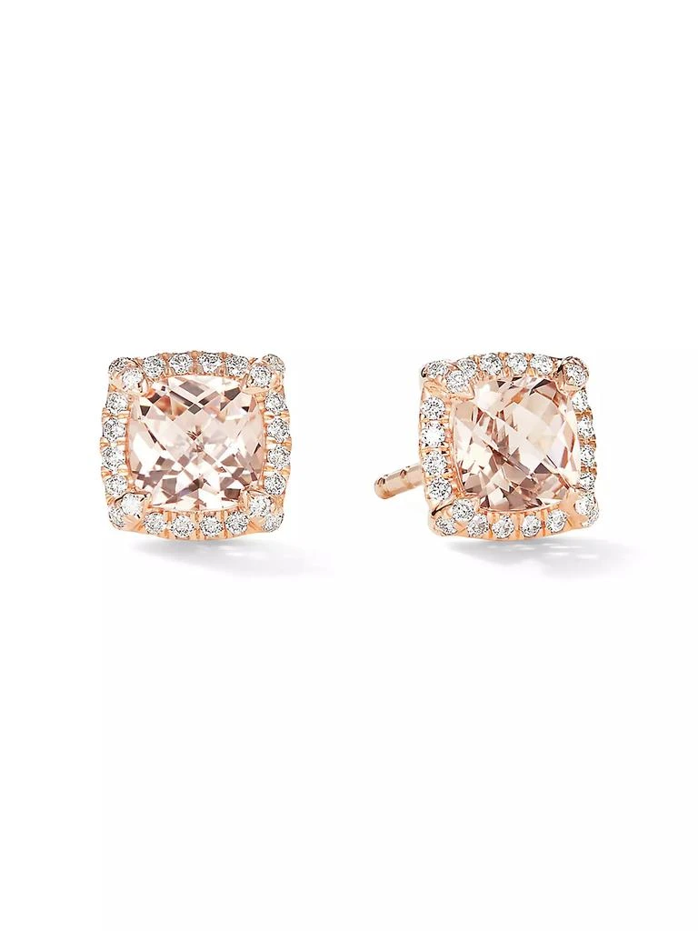David Yurman Petite Châtelaine Pavé Bezel Stud Earrings in 18K Rose Gold with Morganite 1